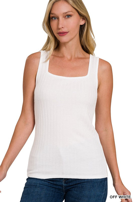 Classic White Ribbed Tank Top